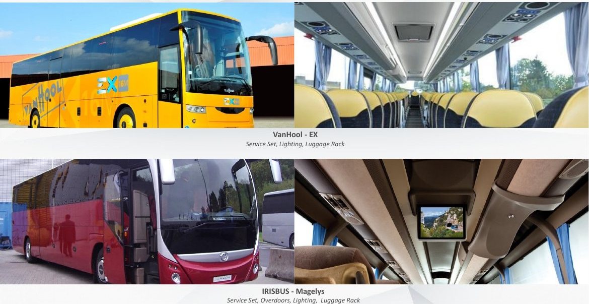 VanHool EX · Irisbus Magelys, Service set, lighting, luggage rack, overdoors